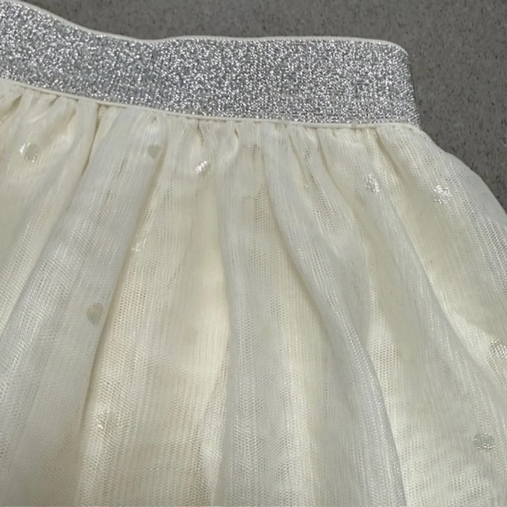 Toddler Girl Gap Cream 3T 3 Years Silver Metallic Dot Tulle Skirt -See notes